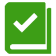 A green document icon featuring a bold black checkmark in the center.