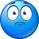 Blue sphere emoji with wide eyes and a small, downturned mouth expressing concern and confusion.