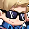 Anime boy with blonde hair wearing dark sunglasses and a smug, confident expression.