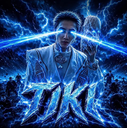 Man with glowing blue eyes shooting lightning bolts from his gaze.
