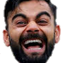 A man with a dark beard laughing with his mouth wide open and eyes crinkled in amusement.