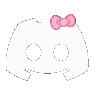 Discord logo wearing a small pink bow on its head.