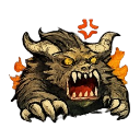 Baby Deathclaw monster roaring with a red anger symbol above its head.