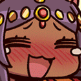 Sheba from Magi laughing with closed eyes and blushing cheeks.