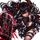 Anime girl with dark hair swings a massive, glowing red hammer with a mischievous expression.