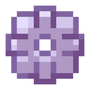 Purple pixelated gear icon with a gray center.
