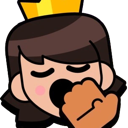 Princess with a golden crown yawning with her hand covering her mouth.