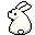 A small white pixelated bunny looking left and right repeatedly.