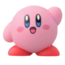 Kirby with a surprised expression and wide eyes.