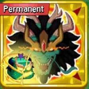 Dragon head with ornate horns and a serious expression framed in gold.