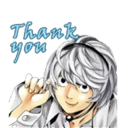 Near from Death Note smiling with the text Thank You written above him.
