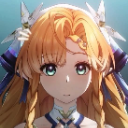 Sigrika with long orange hair and white hair accessories staring ahead with wide, curious eyes.