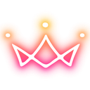 A stylized crown with a white outline and a vibrant red-to-orange gradient fill.