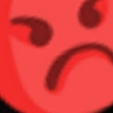 Red face with a deep frown and furrowed brows expressing extreme anger.