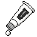 A white tube of ointment squeezing out a single drop of cream in a pixel art style.