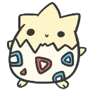 Togepi standing with a cheerful expression and its signature egg shell pattern.