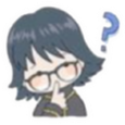 Shizuku with short blue hair and glasses looking confused with a question mark above her head.
