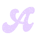 Letter A in a purple cursive font with a pixelated texture.
