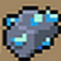 Diamond ore block rendered in a classic pixel art style with blue crystals embedded in gray stone.