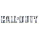 Call of Duty logo in metallic silver text on a black background.