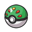 Friend Ball with a green top and white bottom featuring red accents.