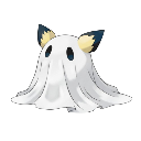 Pikachu wearing a white ghost sheet with black eye holes visible.