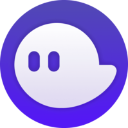 A white ghost icon with two oval eyes centered on a solid purple circular background.