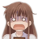 Tohru Honda with a shocked expression and vertical stress lines on her face.