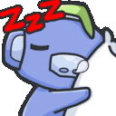 Wumpus the Discord mascot sleeping peacefully with a red notification badge appearing above his head.