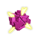 Venus flytrap plant with a blocky pink body and glowing yellow spikes.