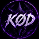 KOD letters in a sharp font centered inside a glowing purple circular border.
