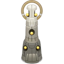 A stone totem figure with glowing yellow eyes maintains a completely neutral and unbothered expression.