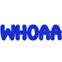 The word WHOAA written in bold blue letters against a black background.