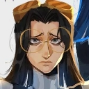 Pendleton with a sad and weary expression wearing glasses.