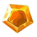 Gold gem crystal shining with bright yellow highlights.