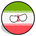 Iran countryball with narrowed eyes looking suspicious.