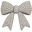 Silver bow covered in sparkling gems.