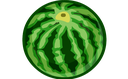 Watermelon fruit with a green striped rind.