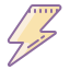 Lightning bolt icon with a yellow center and purple outline in pixel art style.