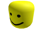 Roblox character head with a blank expression and a simple black line for a mouth.