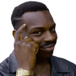 Man tapping his temple with a smug, knowing expression.