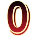 A stylized red number zero with a glowing gold outline against a black background.