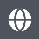 A white globe icon with latitude and longitude lines centered on a dark gray background.