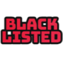 Blacklisted text in a bold, red, blocky font against a solid black background.