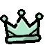 A light green pixelated crown symbol centered on a black background.
