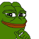 Pepe the frog with a smug expression and a hand resting near his chin.