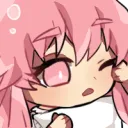 Yuno Gasai with pink hair looking sleepy and rubbing her eye.