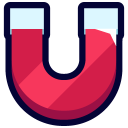 Magnet with a red body and white tips.