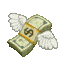 70116moneysoaring animated emote from Cliptic | Clipping Discord