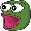 Pepe the Frog with a wide, excited open-mouthed expression.